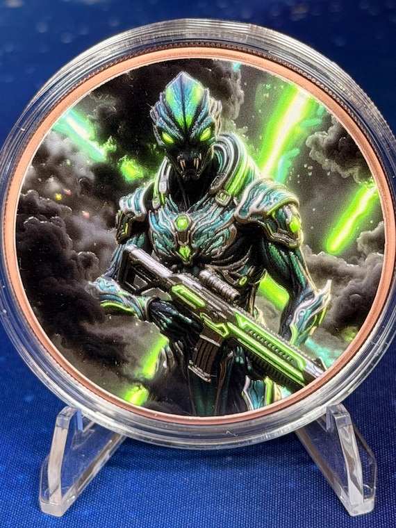 5oz Alien Destroyer Green Colorized Copper Round