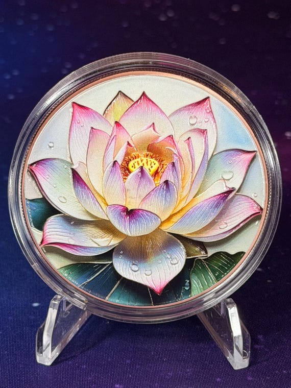 5oz Pink Lotus Colorized Copper Round