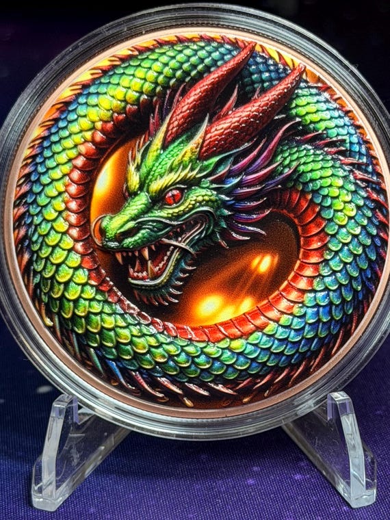 5oz Green Dragon Colorized Copper Round