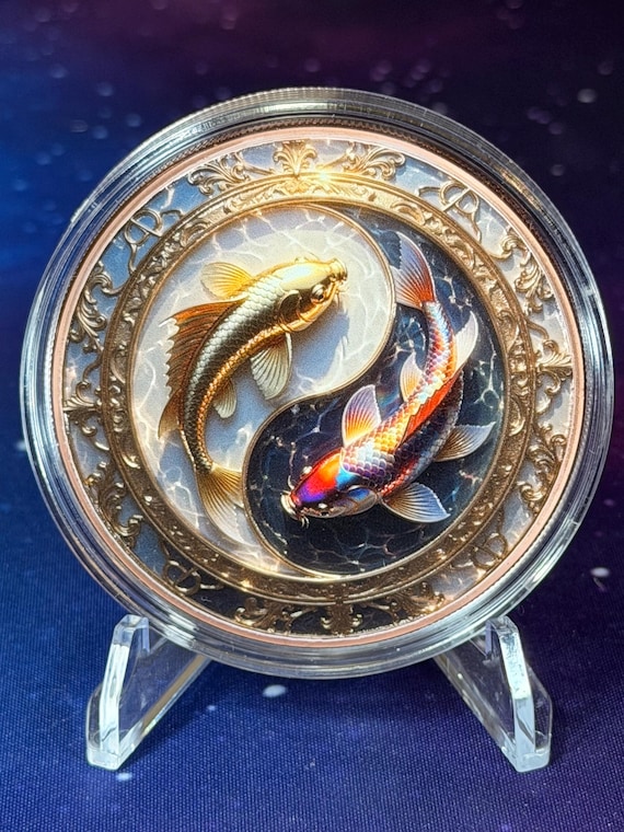 5oz Koi Fish Colorized Copper Round