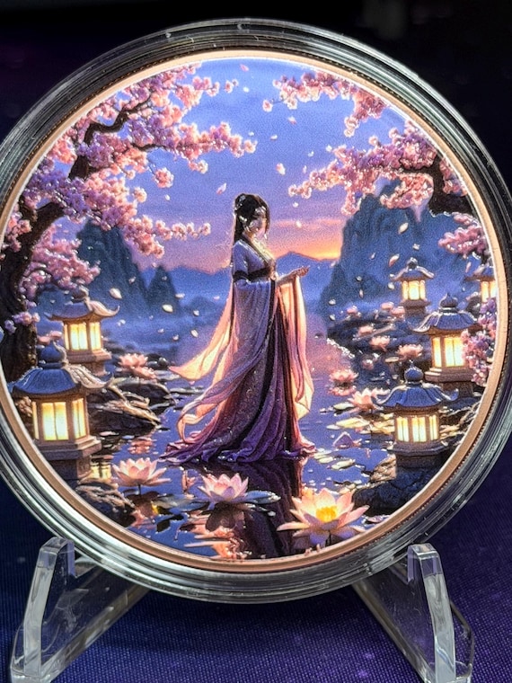 5oz Lotus Garden Woman Colorized Copper Round