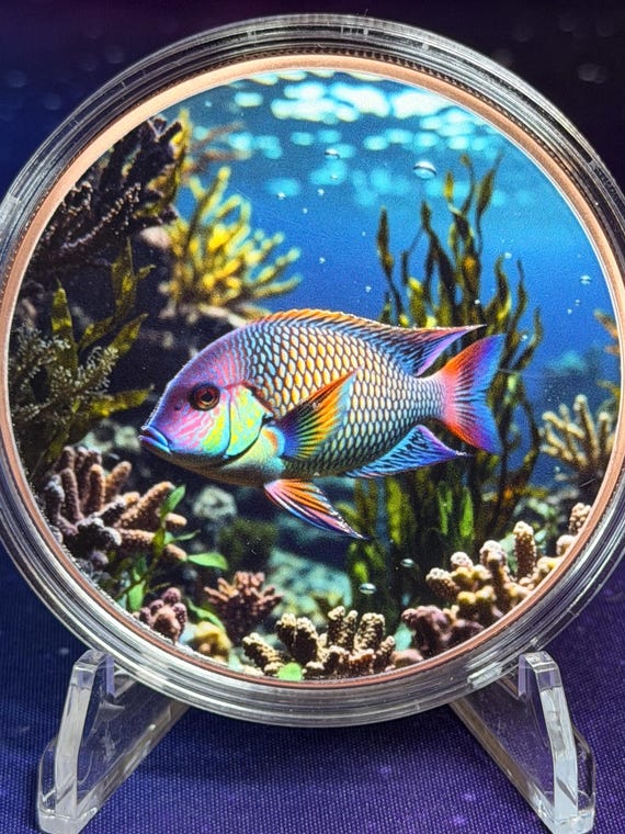 5oz Parrot Fish Colorized Copper Round
