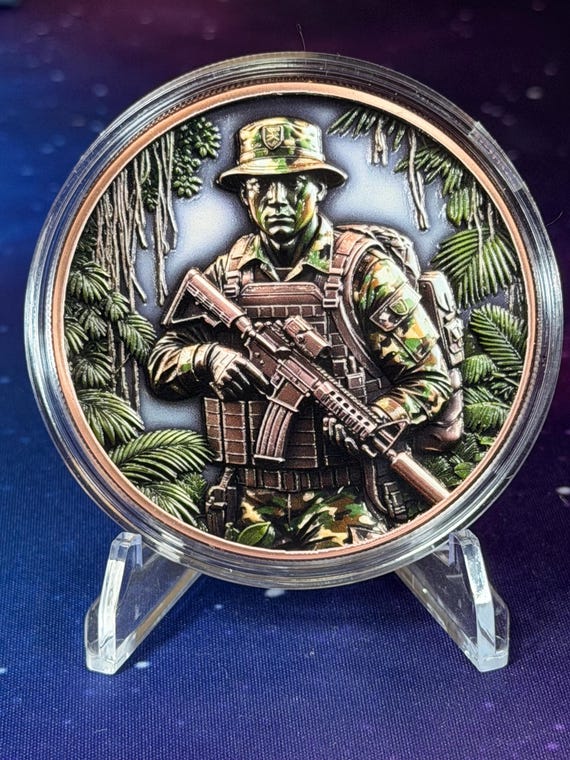 5oz US Jungle Warrior Colorized Copper Round