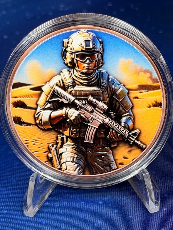 5oz US Desert Warrior Colorized Copper Round
