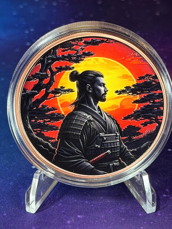 5oz Showdown Sunset Samurai Colorized Copper Round
