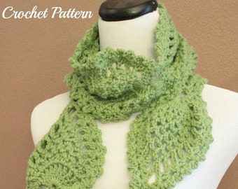 CROCHET PATTERN - Beginner Crochet Scarf Pattern, Chunky Lace Scarf, Pineapple Stitch Crochet Scarf Pattern, Easy Crochet Pattern