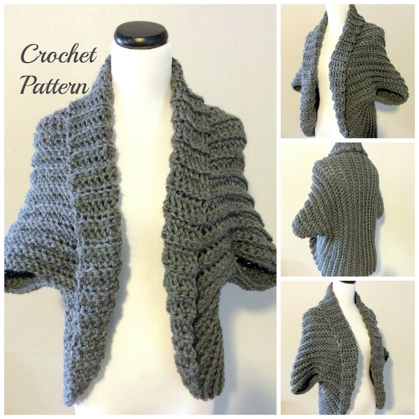 Crochet Shrug Pattern, Chunky Shrug Pattern, Crochet Sweater Pattern, Crochet Cardigan Pattern, Crochet Cocoon Shrug