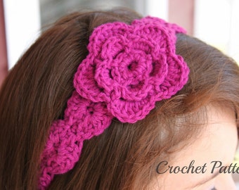 CROCHET PATTERN - Crochet Flower Headband Pattern, Flower Pattern, Girl's Headband Tutorial, Hair Accessories