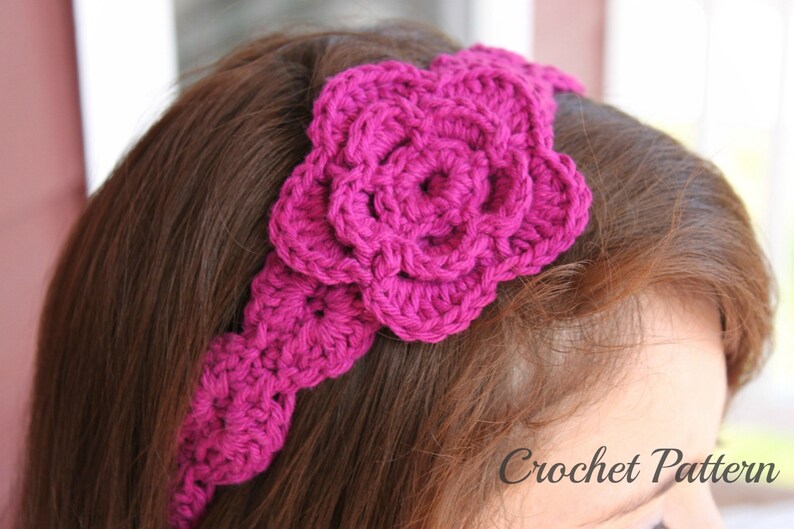 CROCHET PATTERN Crochet Flower Headband Pattern, Flower Pattern, Girl's Headband Tutorial, Hair Accessories image 2