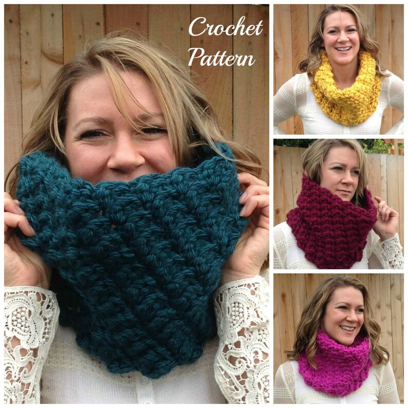 CROCHET PATTERN - Crochet Cowl Pattern, Crochet Scarf Pattern, Infinity ...