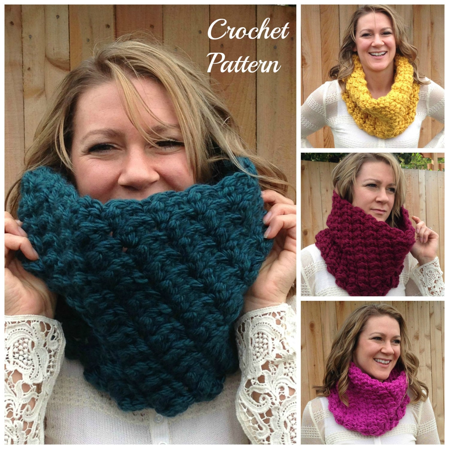 CROCHET PATTERN - Crochet Cowl Pattern, Crochet Scarf Pattern, Infinity ...