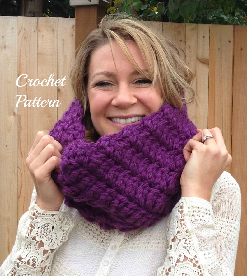 CROCHET PATTERN - Crochet Cowl Pattern, Crochet Scarf Pattern, Infinity ...