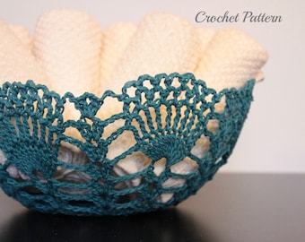 CROCHET PATTERN - Crochet Doily Bowl Pattern, Crochet Lace Bowl Pattern, Crochet Basket Pattern, Crochet Doily Pattern