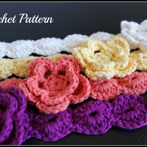 CROCHET PATTERN Crochet Flower Headband Pattern, Flower Pattern, Girl's Headband Tutorial, Hair Accessories image 1