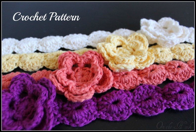 CROCHET PATTERN Crochet Flower Headband Pattern, Flower Pattern, Girl's Headband Tutorial, Hair Accessories image 1