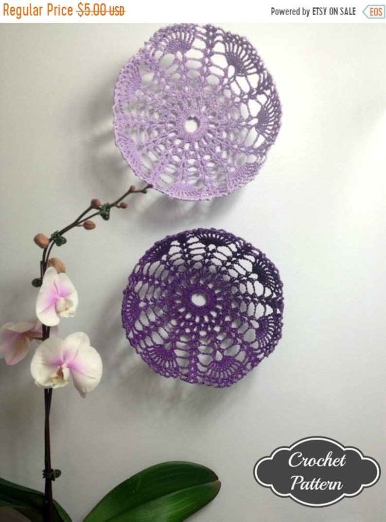 Spring Crochet Project, Crochet Doily Pattern, Crochet Lace Bowl Pattern, Crochet Lace Easter Basket Pattern image 1