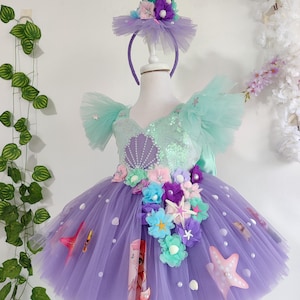 Robe sirène pour petite fille,Robe petite sirène,Déguisement petite sirène,Robe bébé sirène,Robe d'anniversaire fille,Robe de soirée