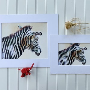 Fine Art Giclee Print Reproduction of Original Oil Painting of a Zebra
