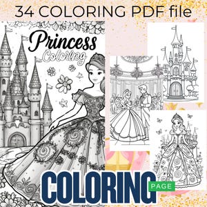 Princess and Prince Coloring Pages – 34 Cute Fairy Tale Printables | Carriage & Castle | Preschool and Kindergarten | A4 PDF
