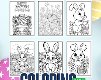 Cute Bunny Coloring Pages for Kids – 12 Easy Easter Printables | Preschool & Kindergarten Activity | A4 PDF