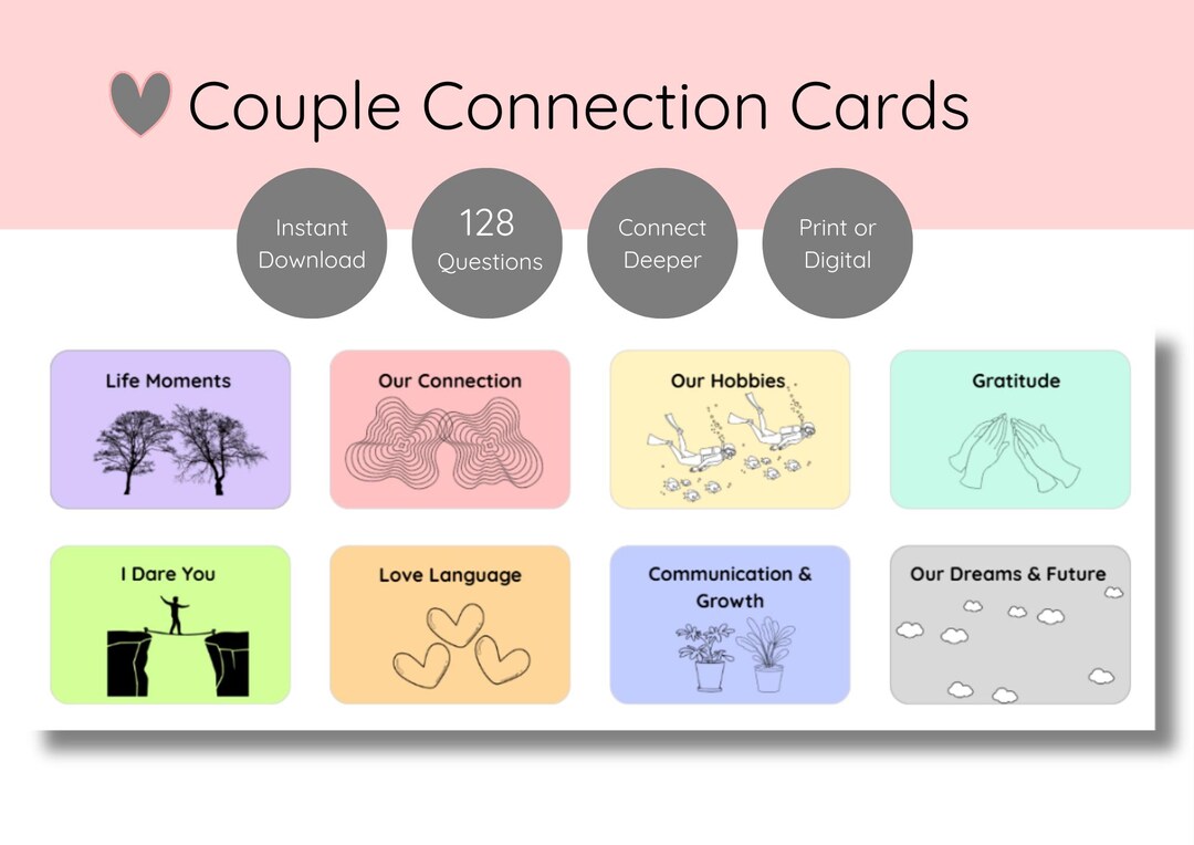 Questions For Connection Couples Conversation Cards | 128 Deep Questions for Connection ...