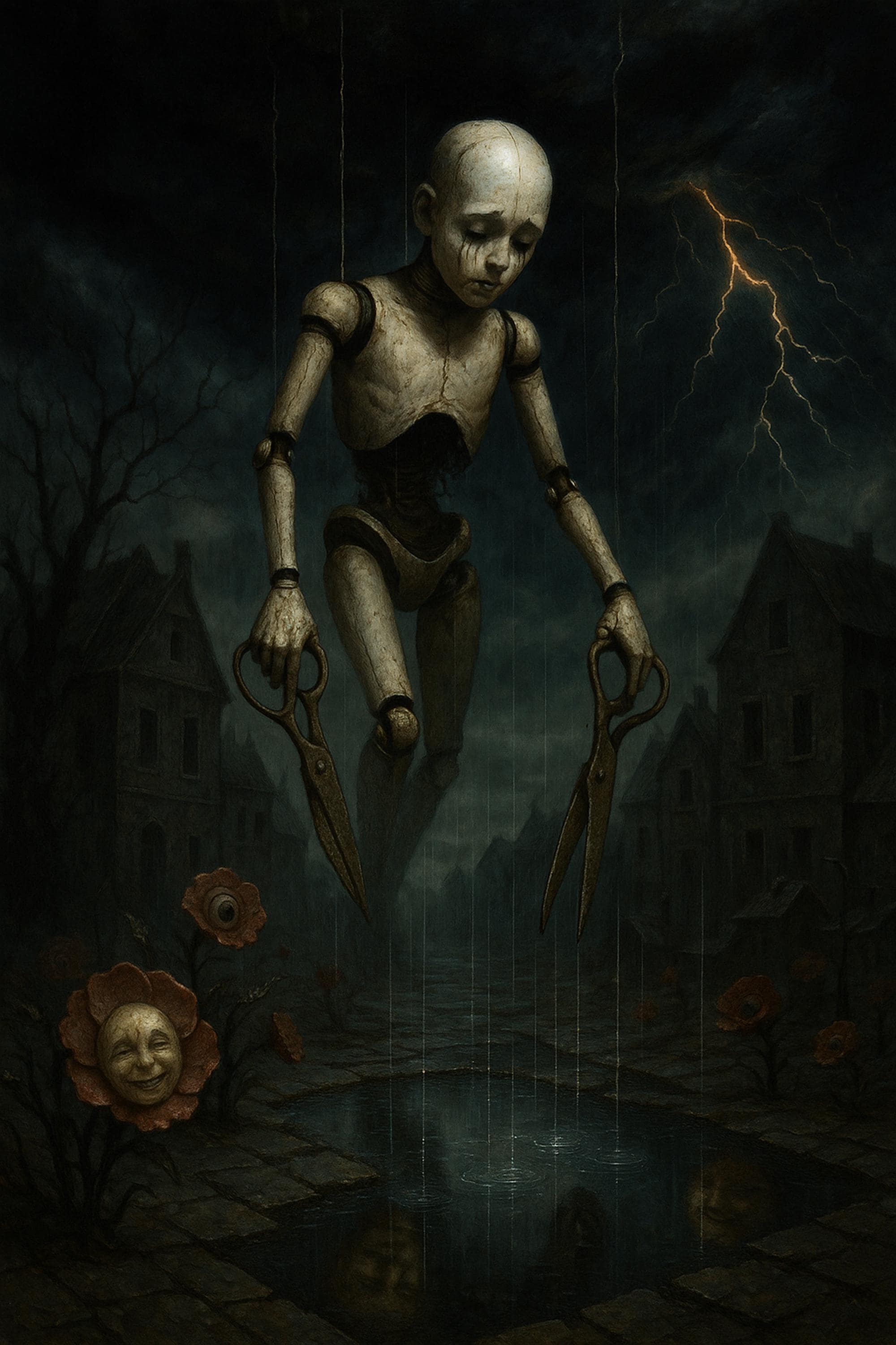 Gothic Marionette Print, Dark Surreal Wall Art, Creepy Fantasy
