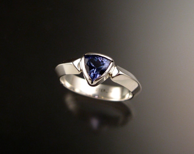 Tanzanite Triangle Ring Sterling Silver made to order in your size