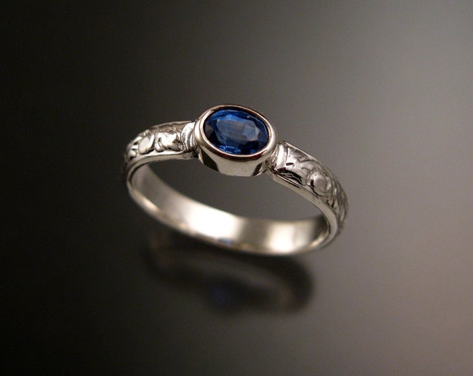 Kyanite ring Sterling Silver Sapphire substitute with bezel set stone made to order in your size