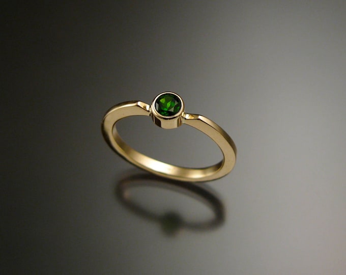 Chrome Diopside Stackable Mothers ring 14k Yellow Gold natural Emerald substitute Made to order in your size