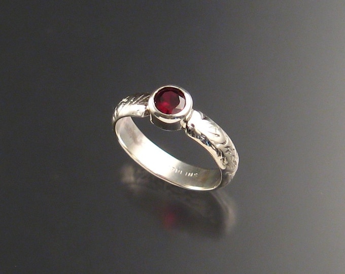 Garnet ring Ruby red natural Ruby substitute ring Handmade to order in your size