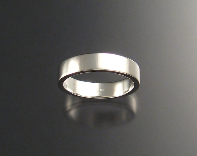 Sterling Silver Rectangular Wedding ring comfort fit band bright finish ring made to order in your size