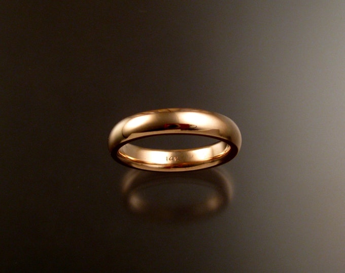 14k Rose Gold 2x4mm comfort fit polished domed Wedding band made to order in your size