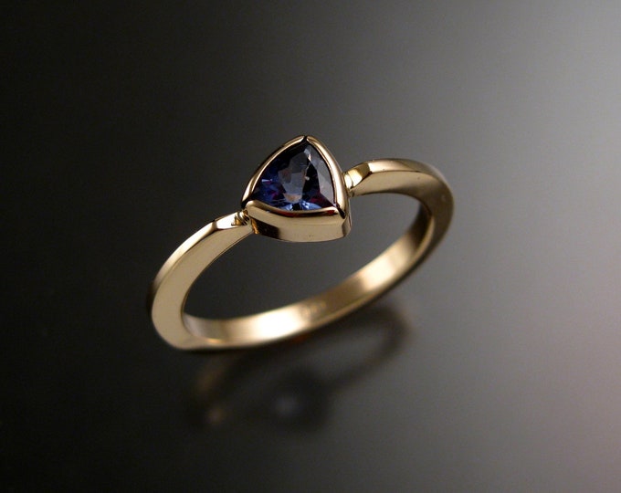 Tanzanite Stackable triangle ring 14k Yellow Gold stacking ring Made to order in your size