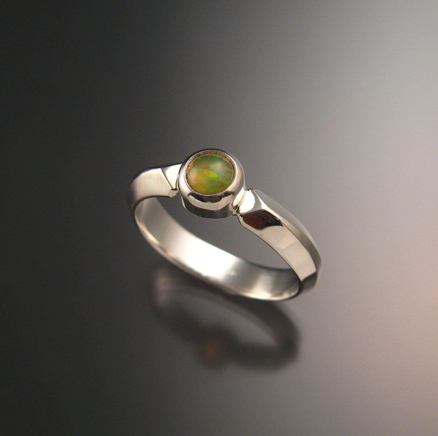 Opal Ring bezel set stone set in Sterling Silver and made to order in ...