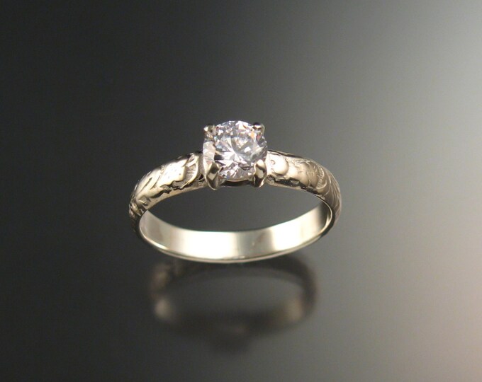 White Zircon Wedding ring Sterling Silver Diamond substitute ring made to order in your size