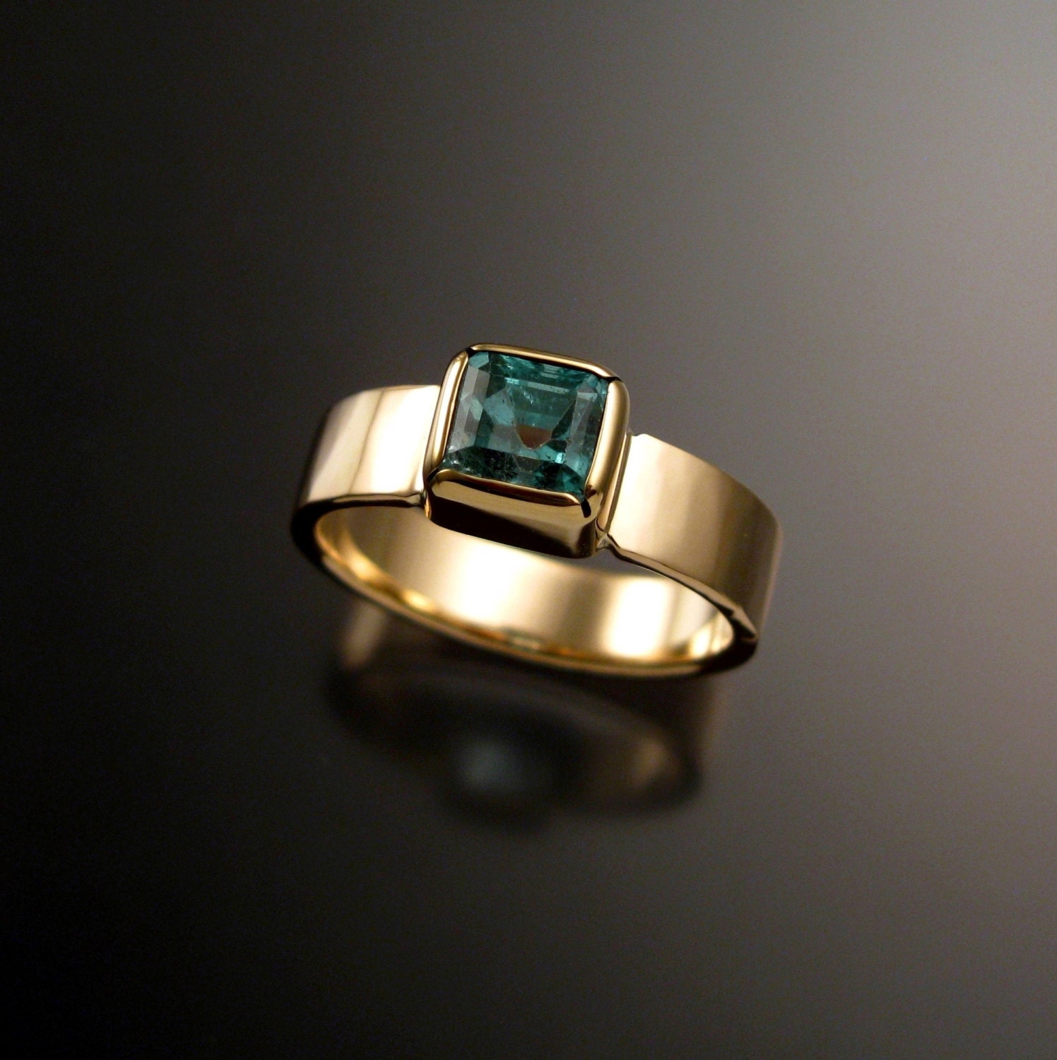 Warren Emerald Ring with Diamonds in 14K Yellow Gold (May), 9 (X-Large)