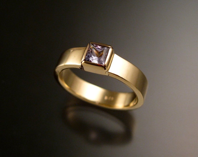 Tanzanite ring handmade to order in your size 14k yellow Gold square stone bezel set ring