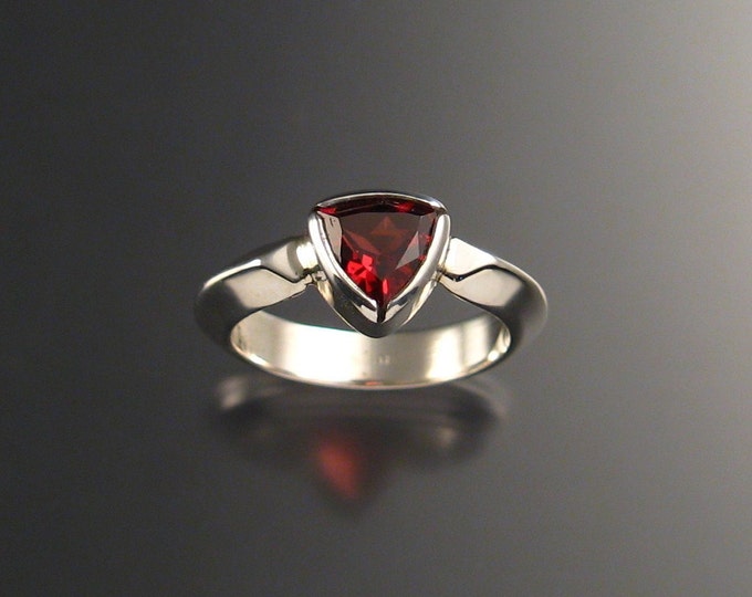Garnet triangle ring Sterling Silver made to order in your size