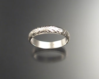 Ringband Sterlingzilver Victoriaans bloemmotief trouwring op bestelling gemaakt in jouw maat