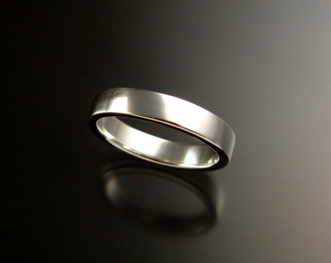 14k White Gold 2x4 mm rectangular bright finish Wedding band Handmade ring