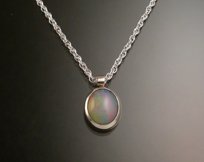 Ethiopian Opal necklace Sterling Silver large stone Natural solid Opal