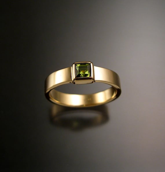 Bezel set peridot deals ring