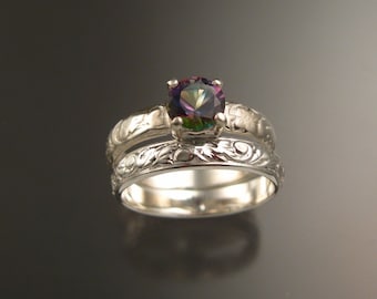 Mystic Topaz Wedding set Sterling Silver rings made to order in your size