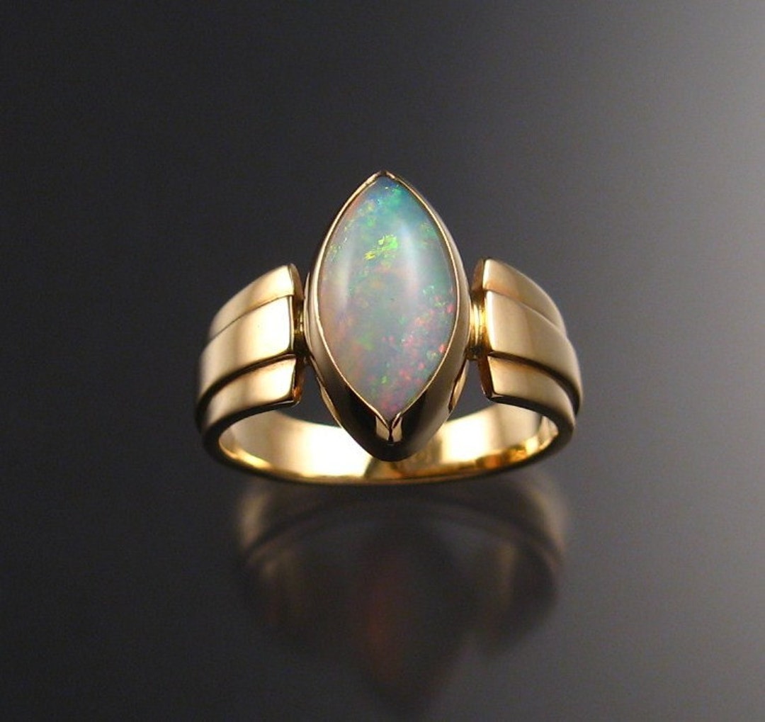 Opal Marquise Ring 14k Yellow Gold Size 7 3/4 - Etsy