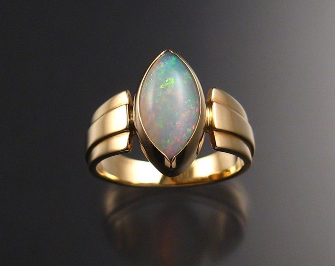 Opal Marquise ring, 14k yellow Gold, size 7 3/4