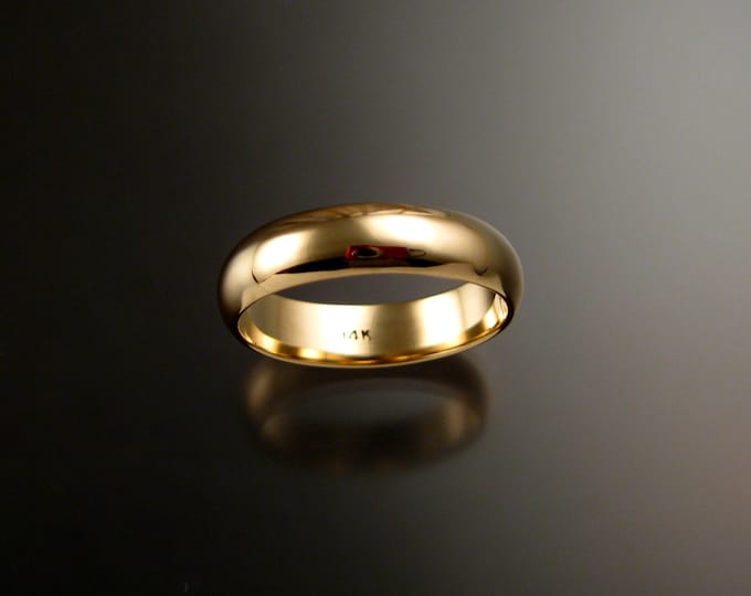 Yellow Gold Wedding band 1.5mm x 5mm 14k low dome traditional ring band Handmade in your size Grooms ring