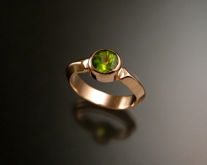 Peridot ring 14k Rose Gold Triangular band ring Made to order in your size