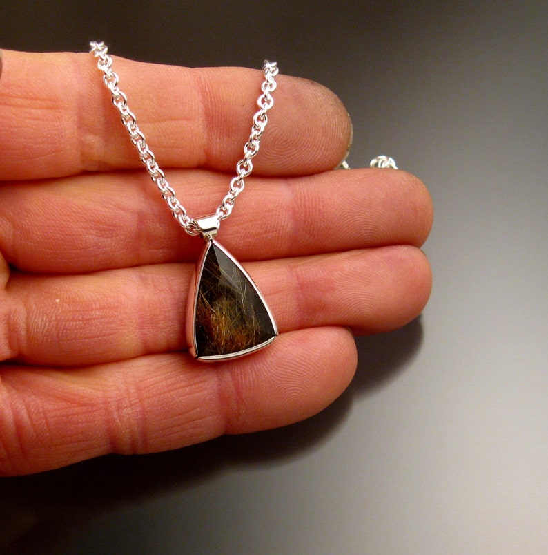 Rutielkwarts en regenboogobsidiaan doublet ketting Bezel set steen Sterlingzilver Handgemaakte ketting in lengte verstelbaar afbeelding 4