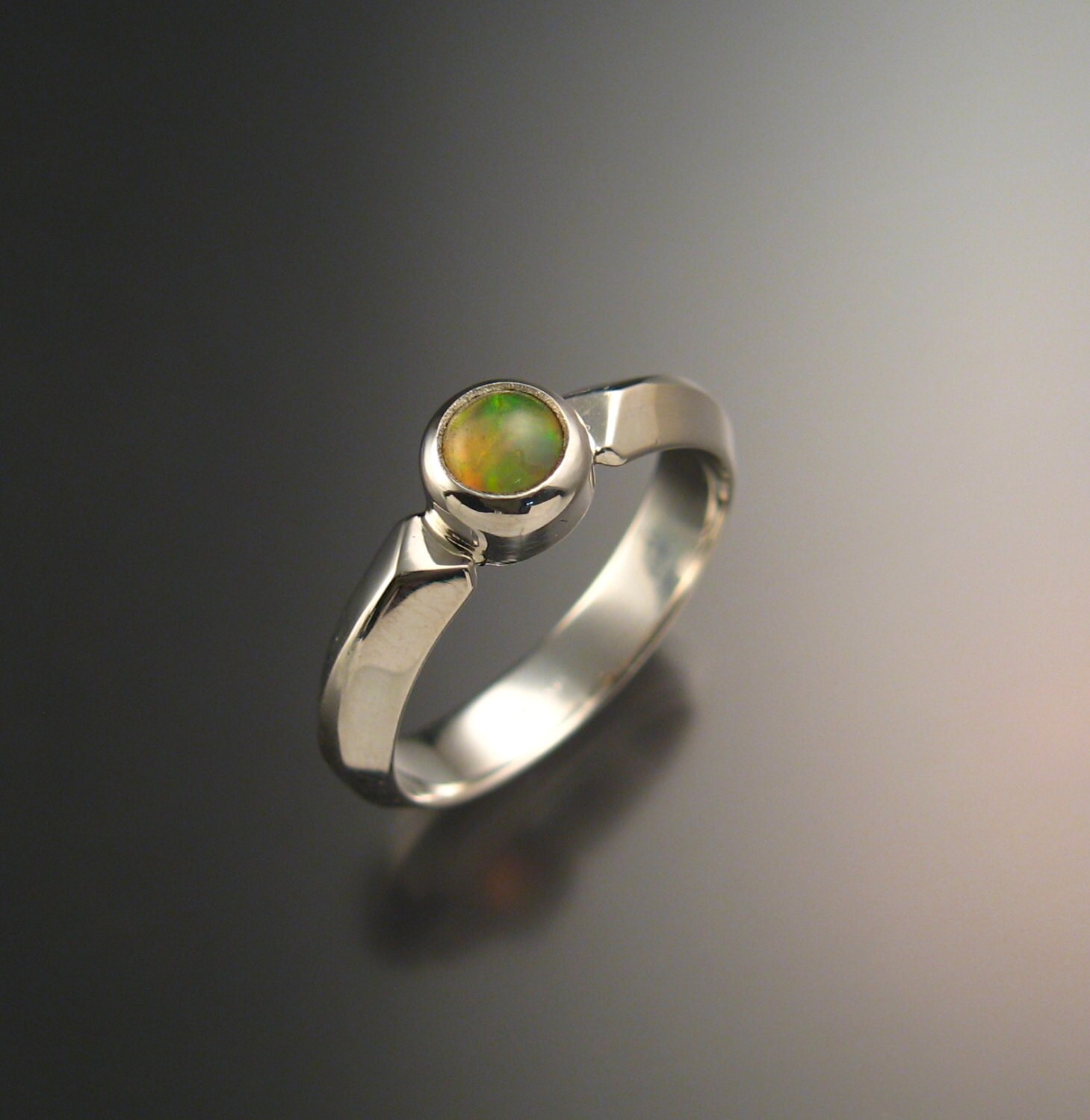 Opal Ring bezel set stone set in Sterling Silver and made to order in ...