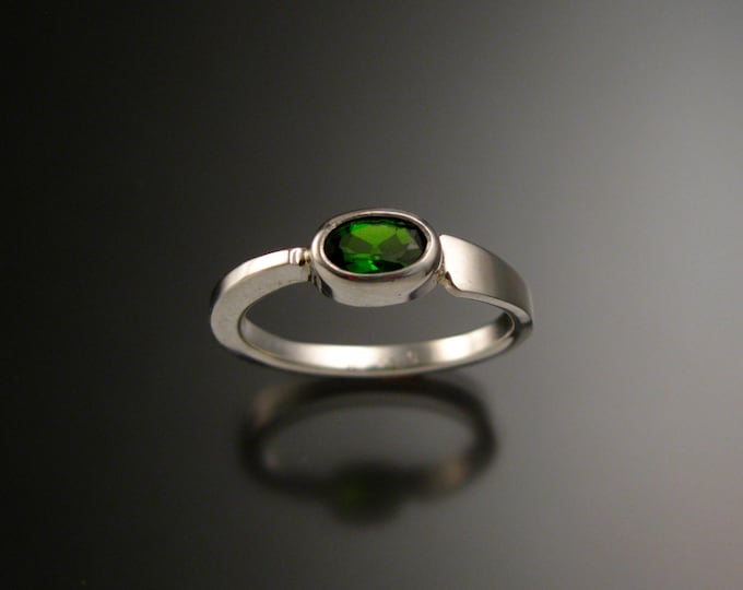 Chrome Diopside stackable Ring Sterling Silver Asymmetrical ring Hand crafted in your size